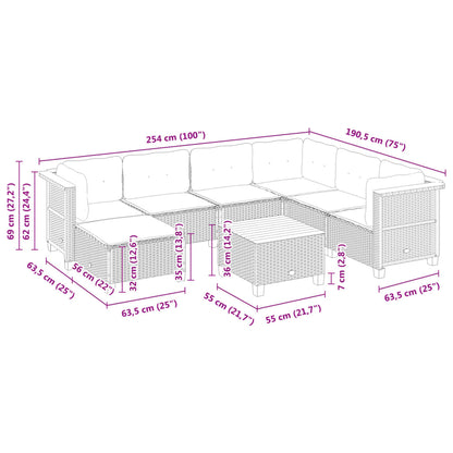 Set Divani da Giardino con Cuscini 8 pz Nero in Polyrattan | homemem39