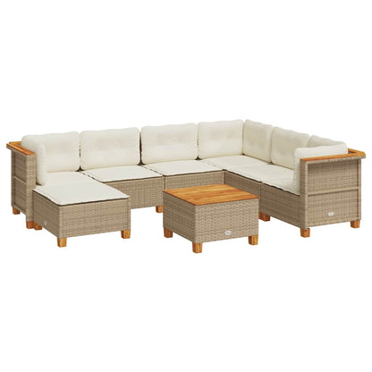Set Divano da Giardino 8 pz con Cuscini Beige in Polyrattan - homemem39