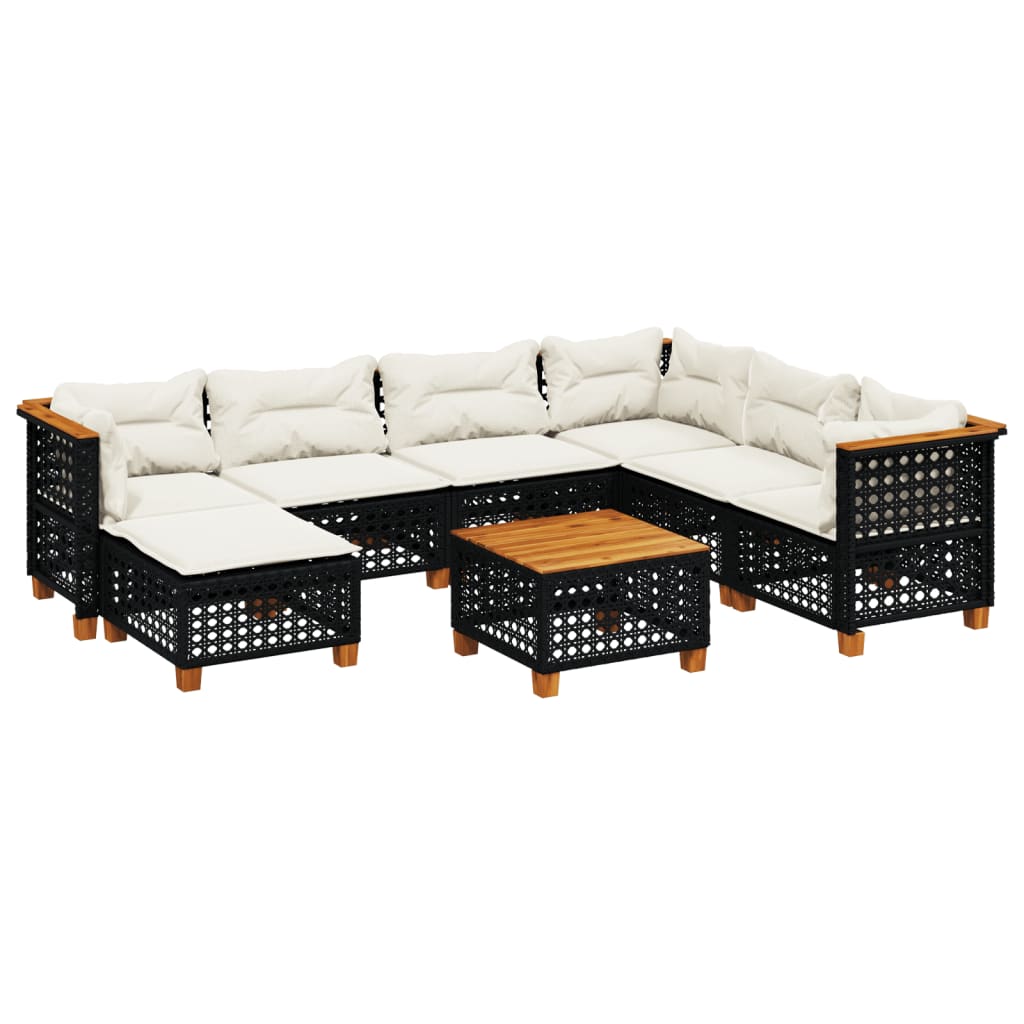 Set Divani da Giardino con Cuscini 8 pz Nero in Polyrattan - homemem39