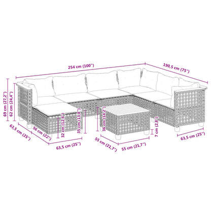 Set Divano da Giardino 8 pz con Cuscini Grigio in Polyrattan | homemem39