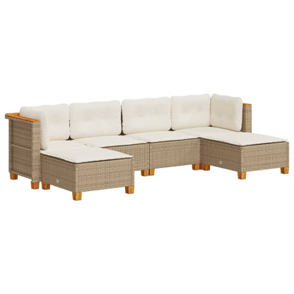 Set Divano da Giardino 6 pz con Cuscini Beige in Polyrattan - homemem39