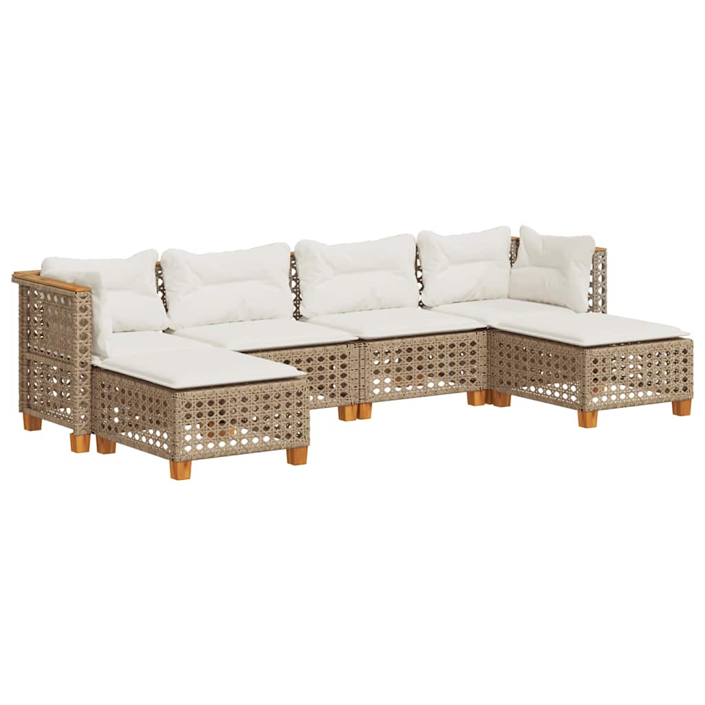 Set Divano da Giardino 6 pz con Cuscini Beige in Polyrattan | homemem39