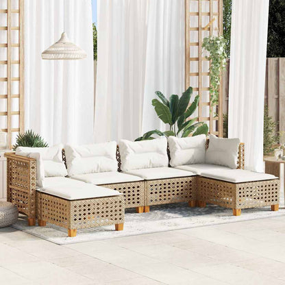 Set Divano da Giardino 6 pz con Cuscini Beige in Polyrattan | homemem39