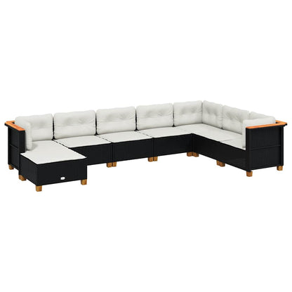 Set Divani da Giardino con Cuscini 8 pz Nero in Polyrattan | homemem39