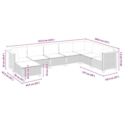Set Divani da Giardino con Cuscini 8 pz Nero in Polyrattan | homemem39