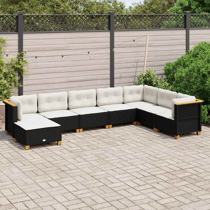 Set Divani da Giardino con Cuscini 8 pz Nero in Polyrattan | homemem39