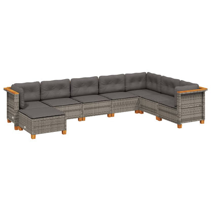 Set Divano da Giardino 8 pz con Cuscini Grigio in Polyrattan - homemem39