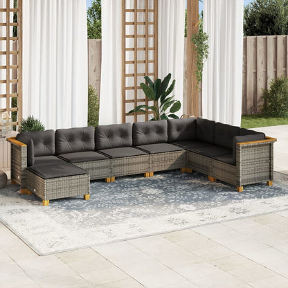 Set Divano da Giardino 8 pz con Cuscini Grigio in Polyrattan - homemem39