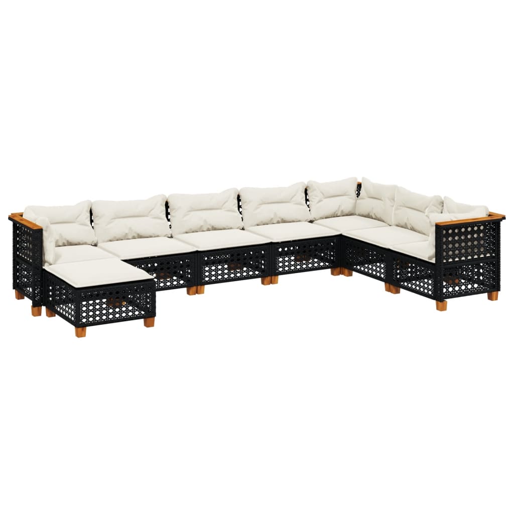 Set Divani da Giardino con Cuscini 8 pz Nero in Polyrattan - homemem39