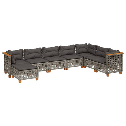 Set Divano da Giardino 8 pz con Cuscini Grigio in Polyrattan - homemem39