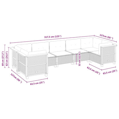 Set Divani da Giardino con Cuscini 7pz Nero Polyrattan | homemem39