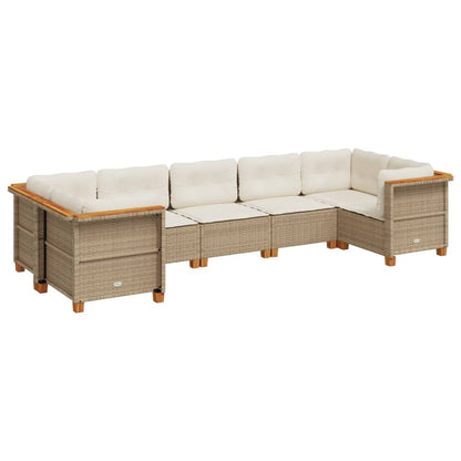 Set Divani da Giardino 7 pz con Cuscini Beige in Polyrattan - homemem39