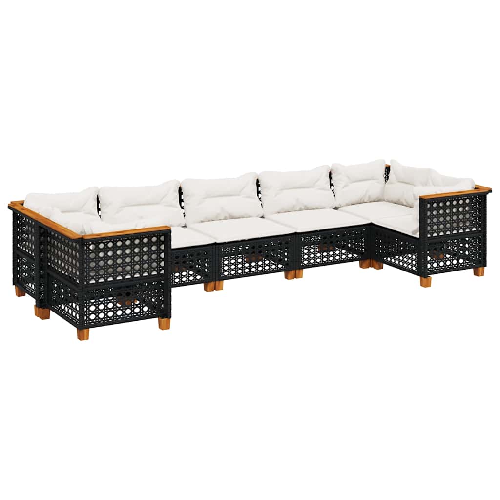 Set Divani da Giardino con Cuscini 7pz Nero Polyrattan | homemem39
