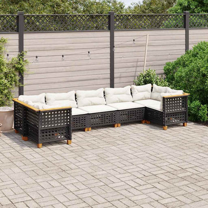 Set Divani da Giardino con Cuscini 7pz Nero Polyrattan | homemem39