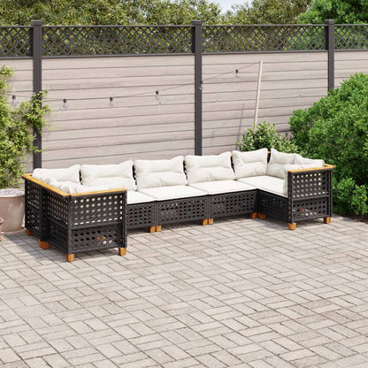 Set Divani da Giardino con Cuscini 7pz Nero Polyrattan - homemem39