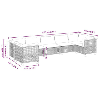 Set Divani da Giardino 7 pz con Cuscini Beige in Polyrattan | homemem39