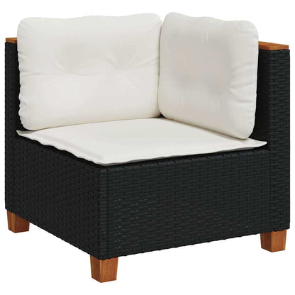 Set Divani da Giardino 9 pz con Cuscini Nero in Polyrattan | homemem39