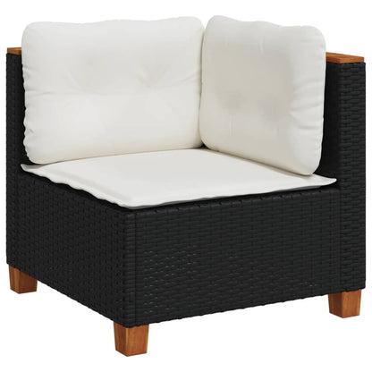 Set Divani da Giardino 9 pz con Cuscini Nero in Polyrattan - homemem39