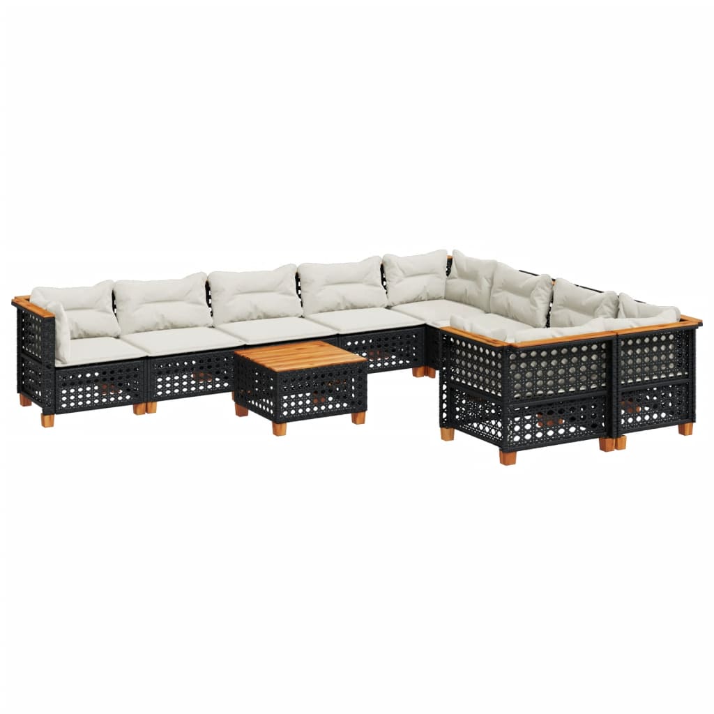Set Divani da Giardino 10pz con Cuscini in Polyrattan Nero | homemem39