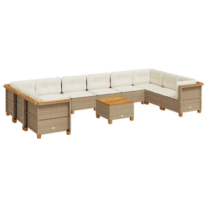 Set Divani da Giardino 11 pz con Cuscini Beige in Polyrattan - homemem39
