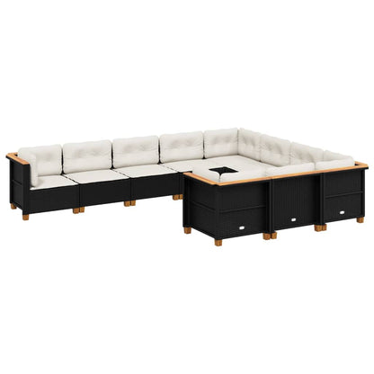 Set Divani da Giardino 10pz con Cuscini in Polyrattan Nero | homemem39
