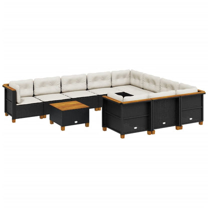 Set Divani da Giardino 11 pz con Cuscini in Polyrattan Nero - homemem39