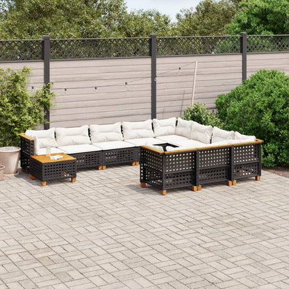 Set Divani da Giardino 11 pz con Cuscini in Polyrattan Nero - homemem39