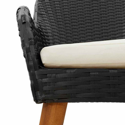 Set da Pranzo per Giardino con cuscino 3 pcs Nero polyrattan