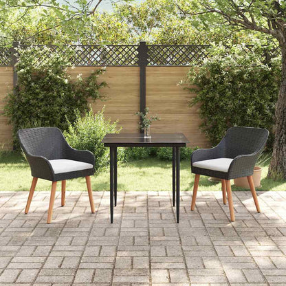 Set da Pranzo per Giardino con cuscino 3 pcs Nero polyrattan