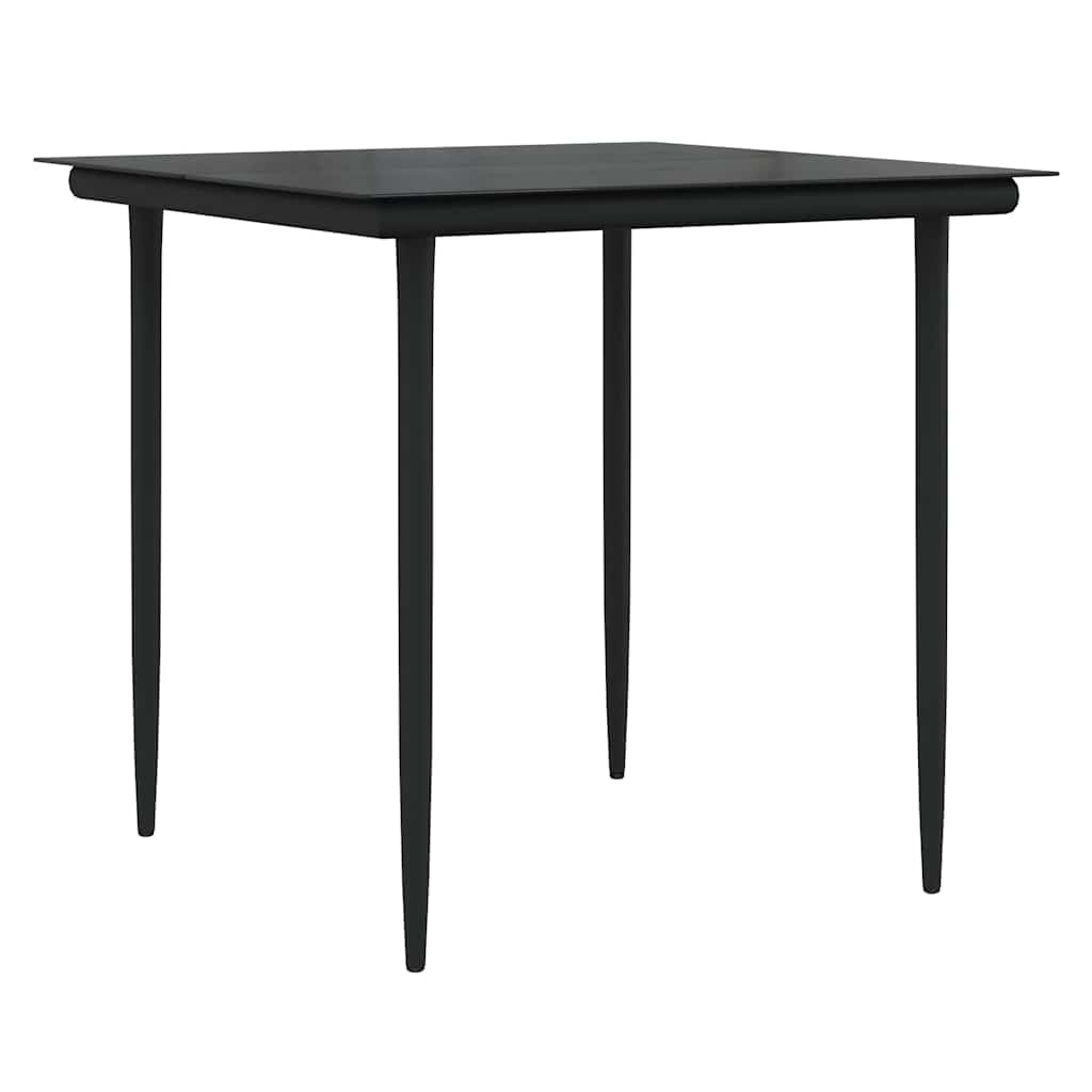 Set da Pranzo per Giardino con cuscino 3 pcs Nero polyrattan