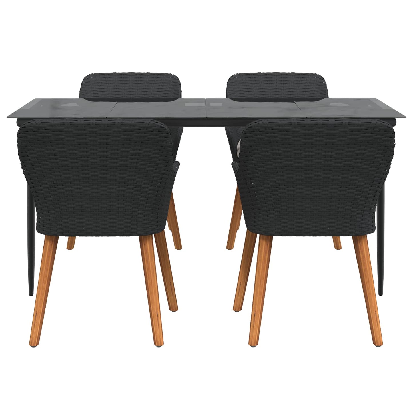 Set da Pranzo per Giardino con cuscino 5 pcs Nero polyrattan