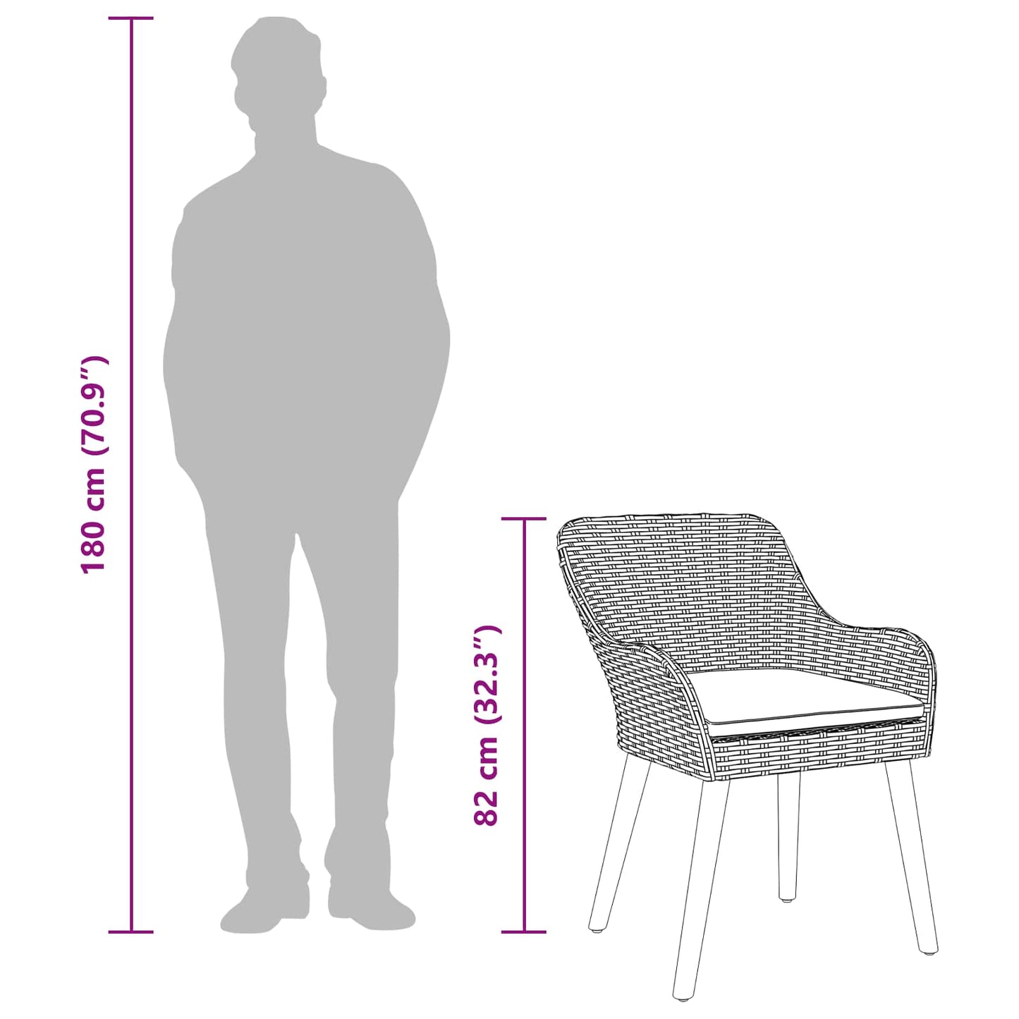 Set da Pranzo per Giardino con cuscino 7 pcs Nero polyrattan