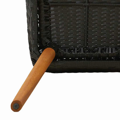 Set da Pranzo per Giardino con cuscino 9 pcs Nero polyrattan