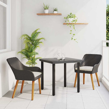 Set da Pranzo per Giardino 3 pz Nero polyrattan | homemem39