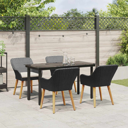 Set da Pranzo per Giardino con cuscino 5 pcs Nero polyrattan | homemem39