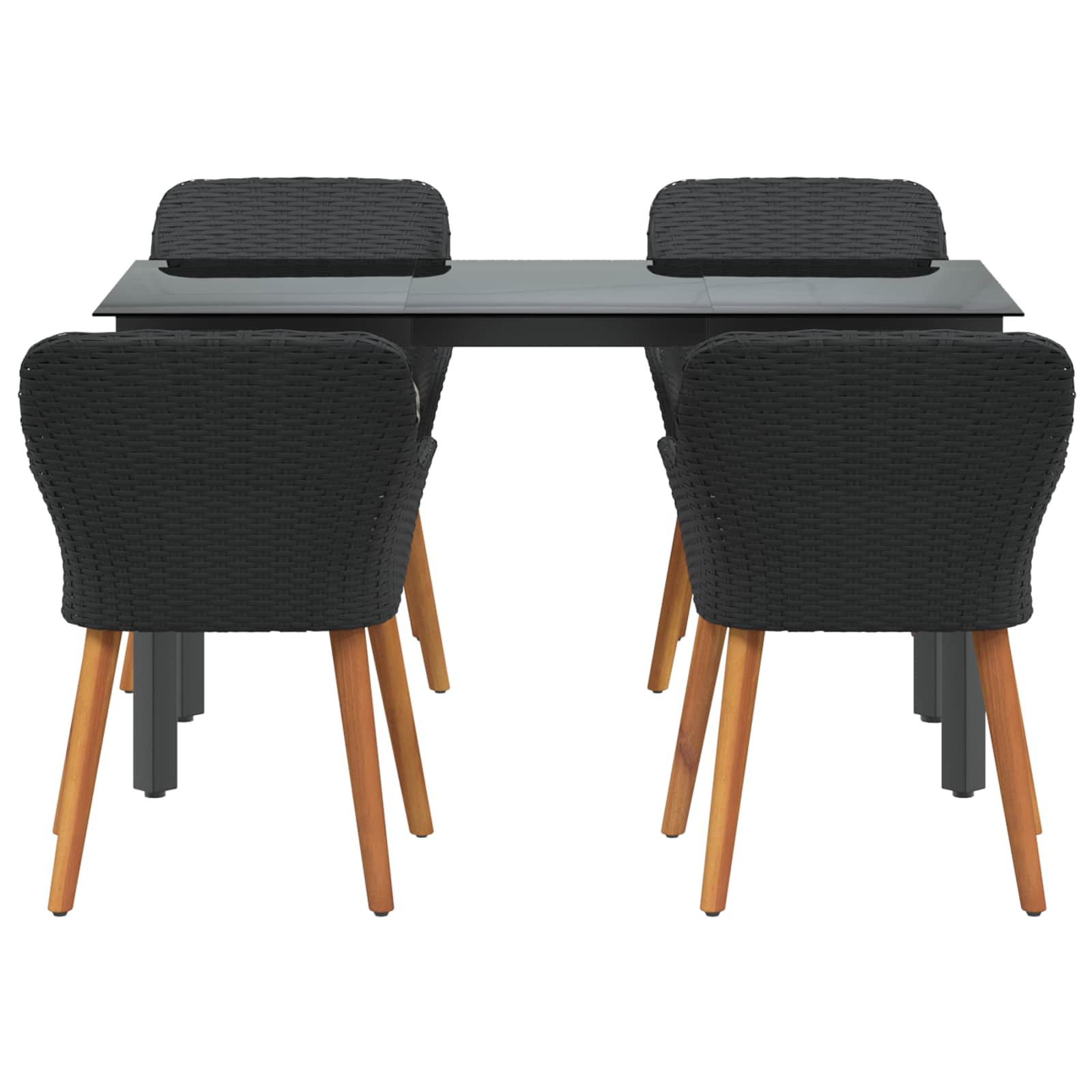 Set da Pranzo per Giardino con cuscino 5 pcs Nero polyrattan | homemem39