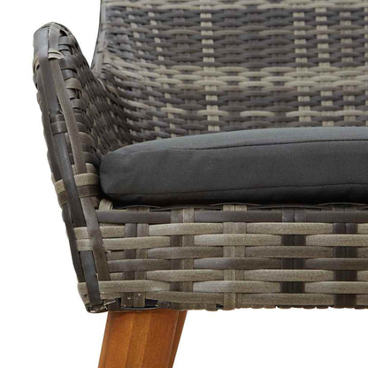 Set da Pranzo per Giardino con cuscino 3 pcs Grigio polyrattan | homemem39