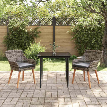 Set da Pranzo per Giardino con cuscino 3 pcs Grigio polyrattan