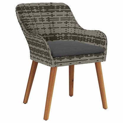 Set da Pranzo per Giardino con cuscino 5 pcs Grigio polyrattan