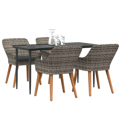 Set da Pranzo per Giardino con cuscino 5 pcs Grigio polyrattan