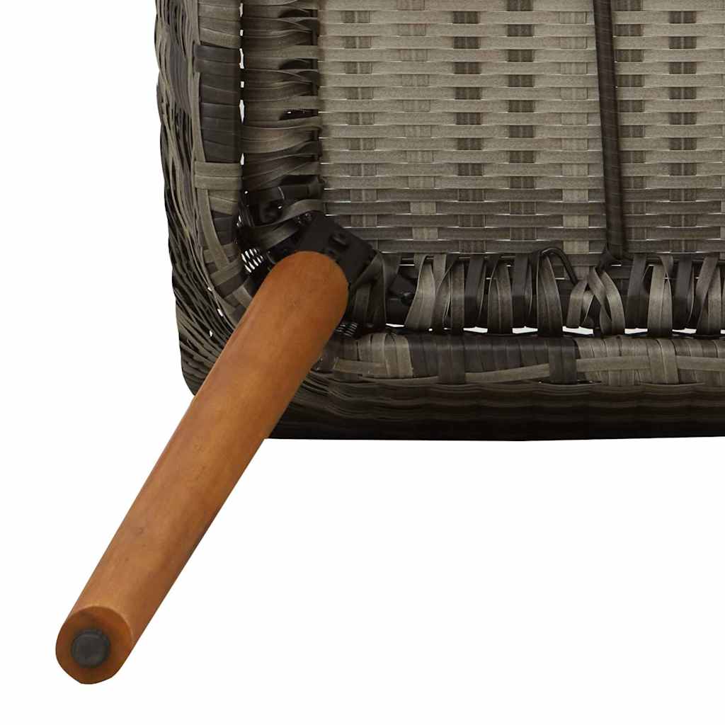 Set da Pranzo per Giardino con cuscino 7 pcs Grigio polyrattan