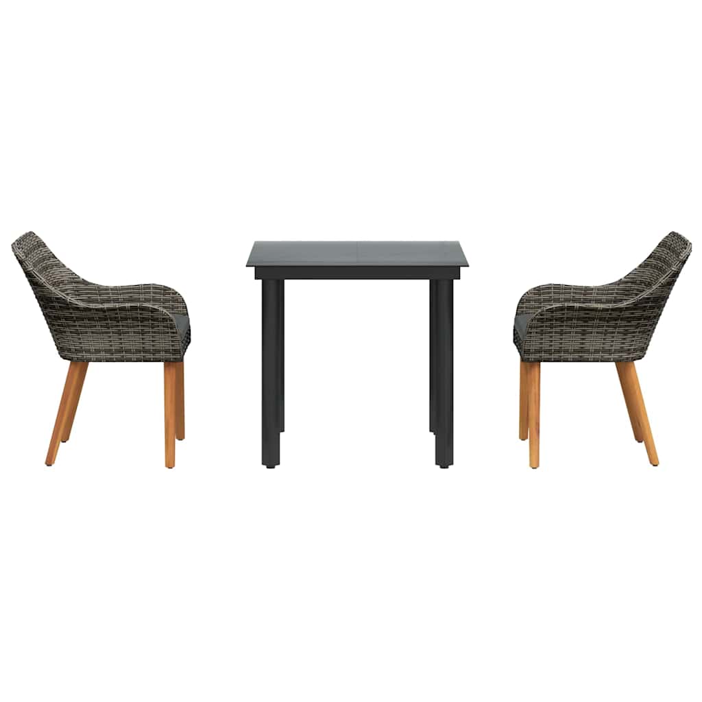 Set da Pranzo per Giardino con cuscino 3 pcs Grigio polyrattan | homemem39