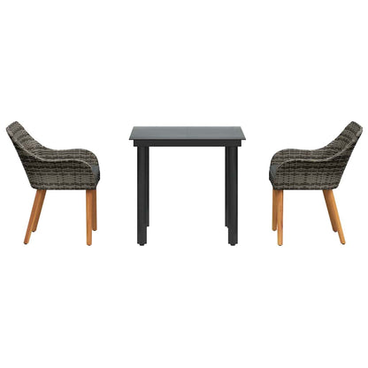 Set da Pranzo per Giardino con cuscino 3 pcs Grigio polyrattan | homemem39