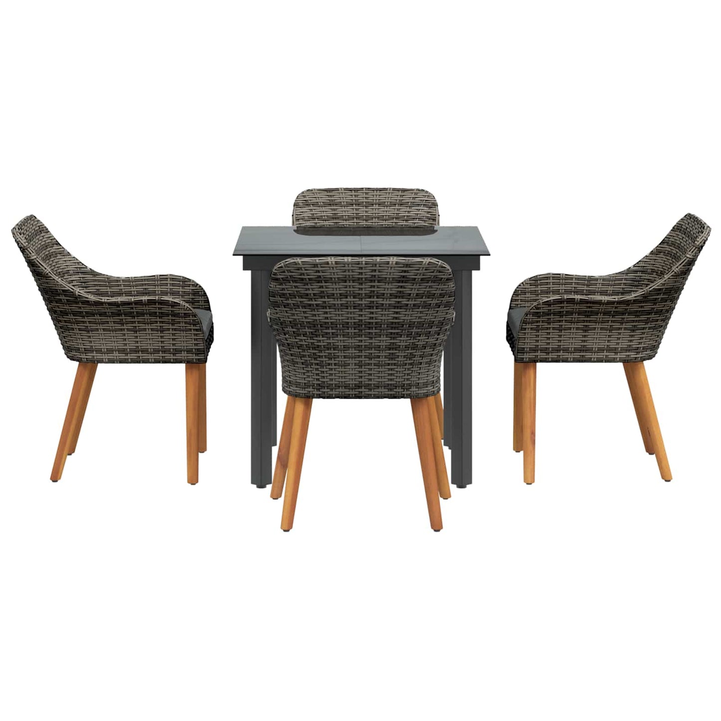 Set da Pranzo per Giardino con cuscino 5 pcs Grigio polyrattan | homemem39