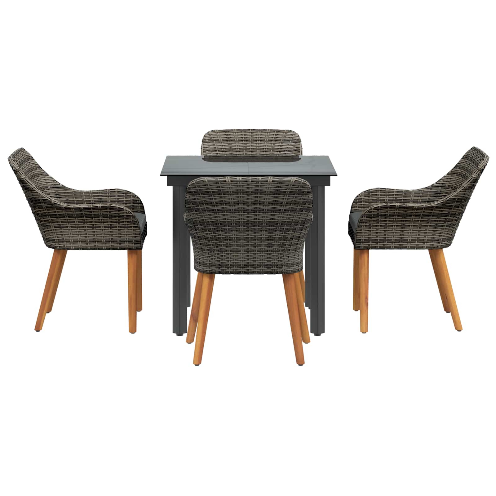 Set da Pranzo per Giardino con cuscino 5 pcs Grigio polyrattan | homemem39