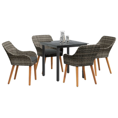 Set da Pranzo per Giardino con cuscino 5 pcs Grigio polyrattan | homemem39