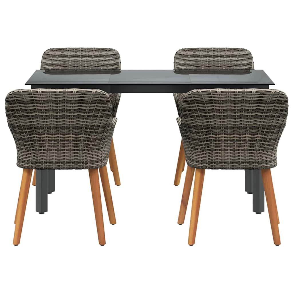 Set da Pranzo per Giardino con cuscino 5 pcs Grigio polyrattan | homemem39