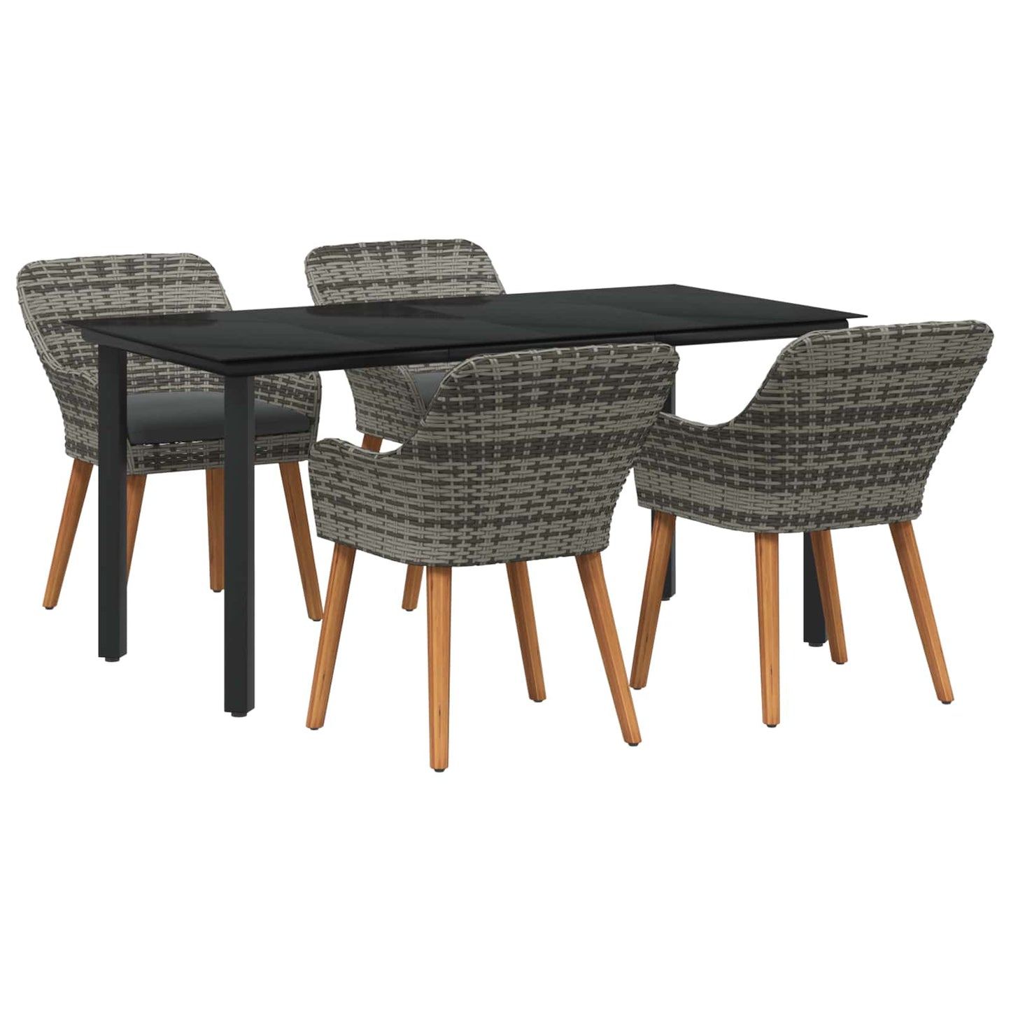 Set da Pranzo per Giardino con cuscino 5 pcs Grigio polyrattan | homemem39