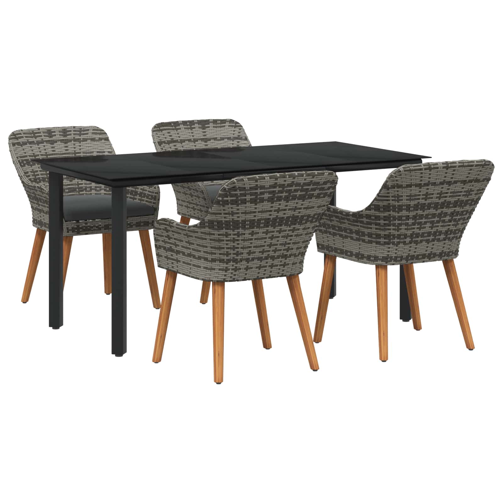 Set da Pranzo per Giardino con cuscino 5 pcs Grigio polyrattan | homemem39