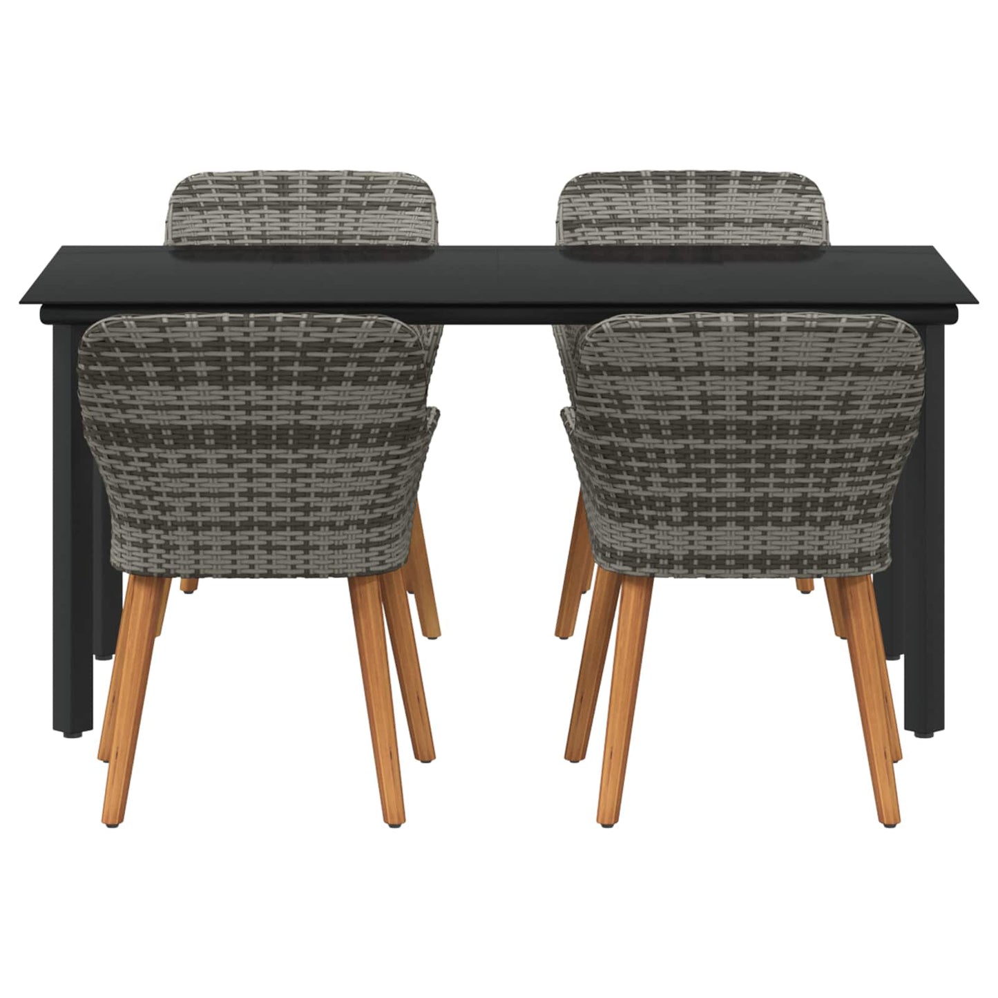 Set da Pranzo per Giardino con cuscino 5 pcs Grigio polyrattan | homemem39